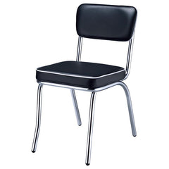Retro Open Back Side Chairs Black and Chrome (Set of 2) - 2066