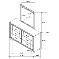 Janine 6-drawer Dresser with Mirror Grey - 223553M