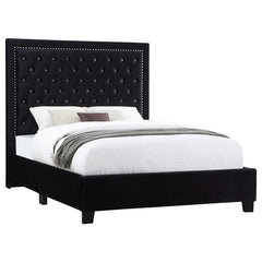 Hailey Upholstered California King Panel Bed Black - 315925KW