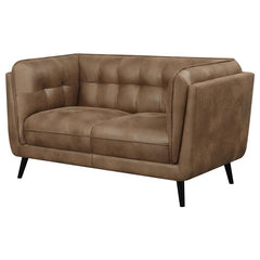 Thatcher Upholstered Tuxedo Arm Tufted Loveseat Brown - 509422