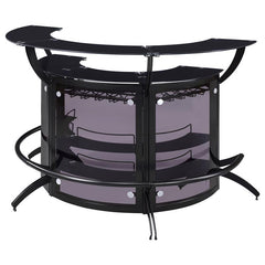 Dallas 2-shelf Curved Home Bar Smoke and Black Glass (Set of 3) - 182135-S3