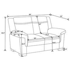 Arabella 2-piece Upholstered Padded Arm Sofa Set Grey - 506591-S2