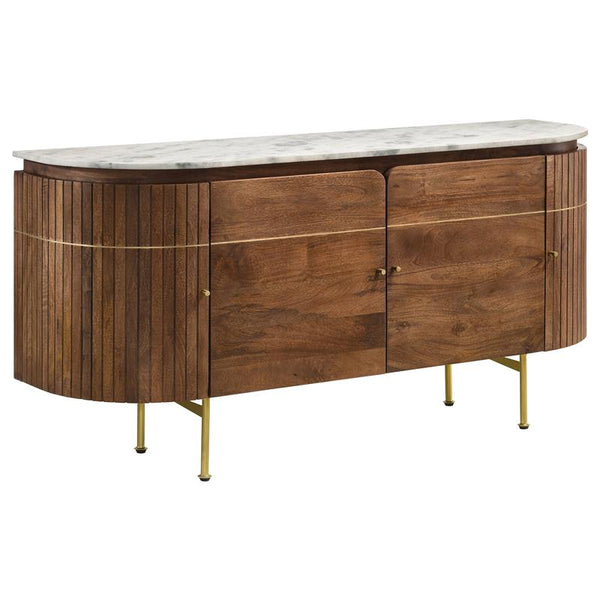 Ortega 4-door Marble Top Dining Sideboard Server White and Natural - 105145