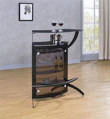 Dallas 2-shelf Home Bar Smoked and Black Glass - 182135
