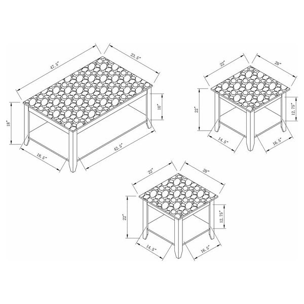 Flores 3-piece Faux Marble Top Coffee Table Set Cappuccino - 700155