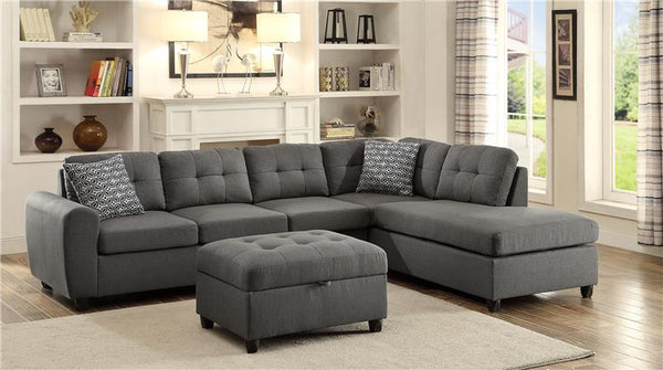 Stonenesse Rectangular Upholstered Storage Ottoman Grey - 500414