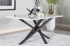 Paulita Rectangular Dining Table White and Gunmetal - 110711