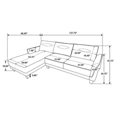 Caspian Upholstered Curved Arm Chaise Sectional Sofa Grey - 509540