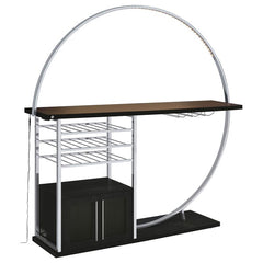 Risley 2-door Circular LED Home Bar with Wine Storage Dark Charcoal - 182799