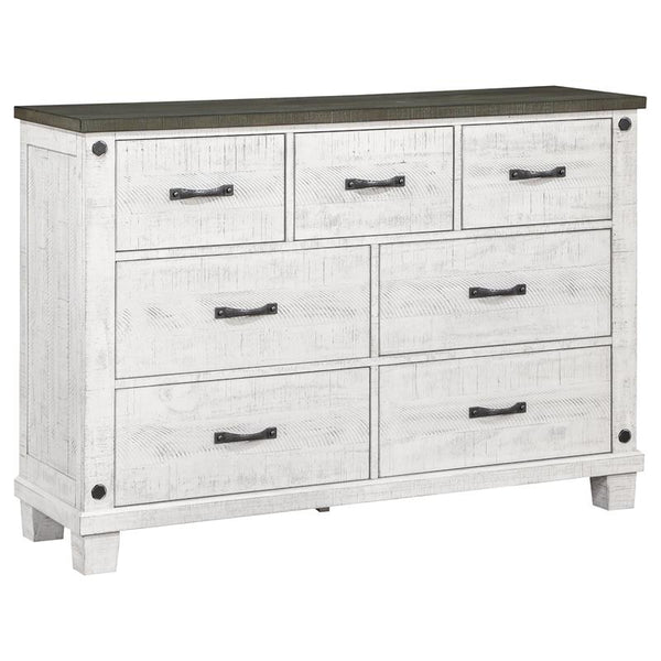 Lilith 7-drawer Dresser Distressed White - 224473