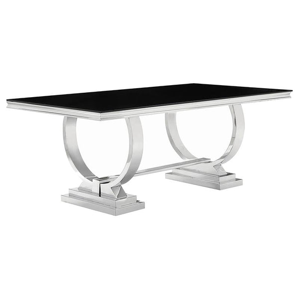 Antoine Rectangular Dining Table Chrome and Black - 107871