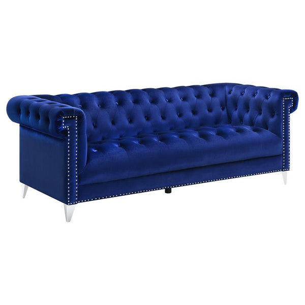 Bleker Upholstered Tuxedo Arm Tufted Sofa Blue - 509481