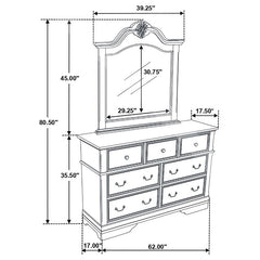 Cambridge 7-drawer Rectangular Dresser with Mirror Cappuccino - 203193M
