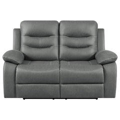 Nova Upholstered Padded Arm Reclining Loveseat Dark Grey - 602532