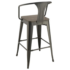 Cavalier Wooden Seat Bar Stools Dark Elm and Matte Black (Set of 2) - 100737