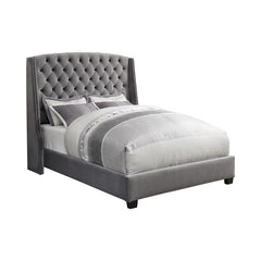 Pissarro Upholstered Eastern King Wingback Bed Grey - 300515KE
