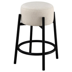 Leonard Upholstered Backless Round Stools White and Black (Set of 2) - 182175