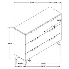 Nathan 6-drawer Dresser Grey - 224603