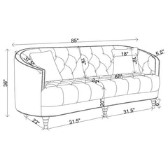 Avonlea Upholstered Sloped Arm Sofa Grey Velvet - 508461