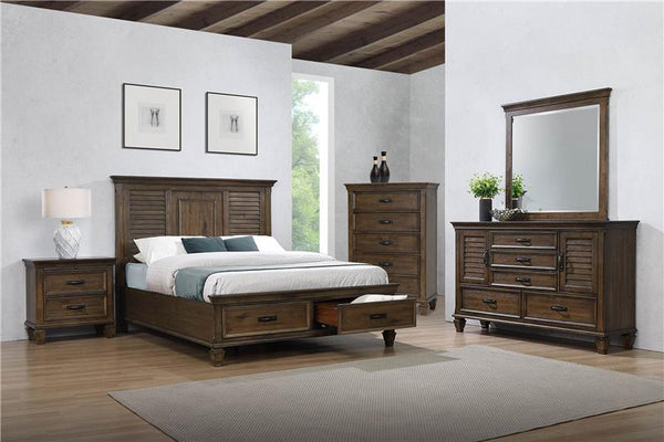 Franco Wood Queen Storage Panel Bed Burnished Oak - 200970Q