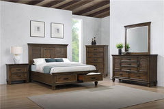 Franco Wood Queen Storage Panel Bed Burnished Oak - 200970Q