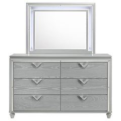Veronica 6-drawer Dresser with Mirror Light Silver - 224723M