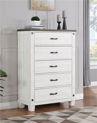 Lilith 5-drawer Bedroom Chest Distressed White - 224475