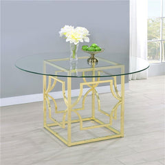 Starlight Round Glass Top Dining Table Clear and Brass - 192641BG