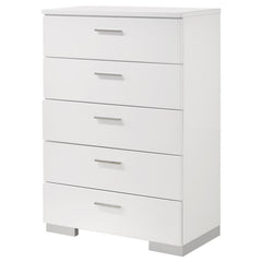 Felicity 5-drawer Chest Glossy White - 203505