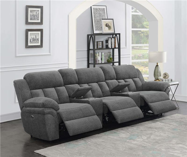 Bahrain 5-piece Power Home Theater Seating Charcoal - 609541PT