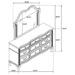 Evangeline 9-drawer Dresser with Mirror Silver Oak - 223393M