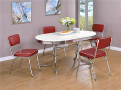 Retro 5-piece Oval Dining Set Glossy White and Red - 2065-S5R