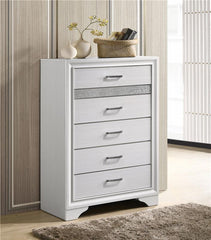 Miranda 5-drawer Chest White and Rhinestone - 205115