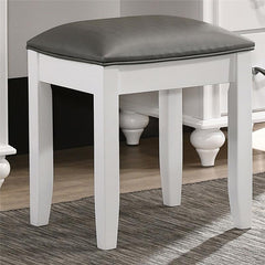 Barzini Upholstered Vanity Stool Metallic and White - 205897STL