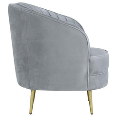 Sophia Upholstered Channel Tufted Barrel Accent Chair Grey - 506866