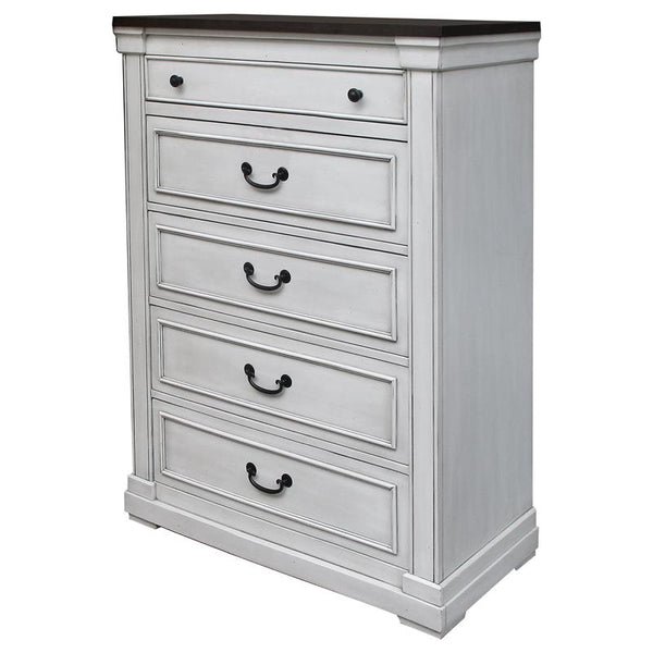 Hillcrest 5-drawer Bedroom Chest Distressed White - 223355