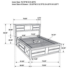 Briana Wood Eastern King Storage Bookcase Bed Black - 202701KE