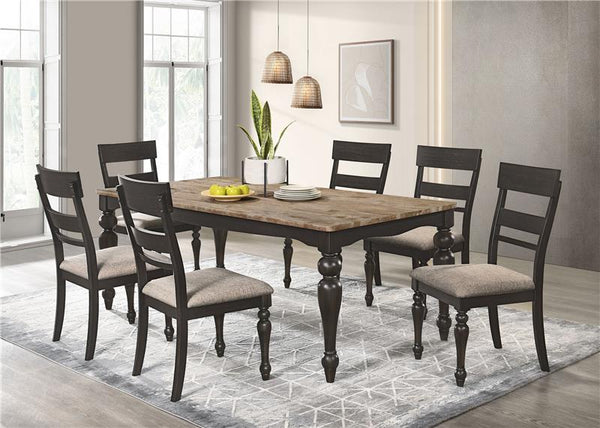 Bridget 7-piece Rectangular Dining Set Brown Brushed and Charcoal Sandthrough - 108221-S7