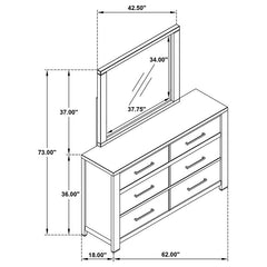 Kieran 6-drawer Dresser with Mirror Grey - 224743M