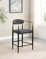 Tina Metal Counter Height Bar Stool with Upholstered Back and Seat Dark Grey (Set of 2) - 121186