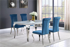 Betty Upholstered Side Chairs Teal and Chrome (Set of 4) - 105076