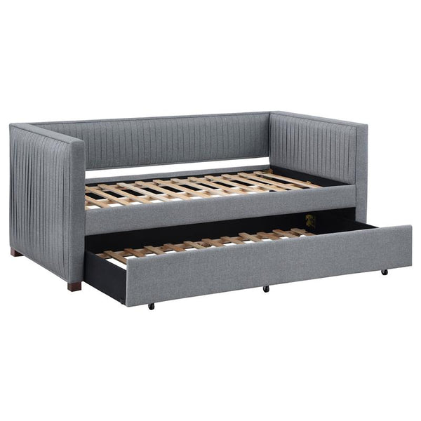 Brodie Upholstered Twin Daybed with Trundle Grey - 300554