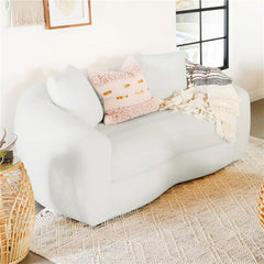 Isabella Faux Sheepskin Upholstered Loveseat Natural - 509872