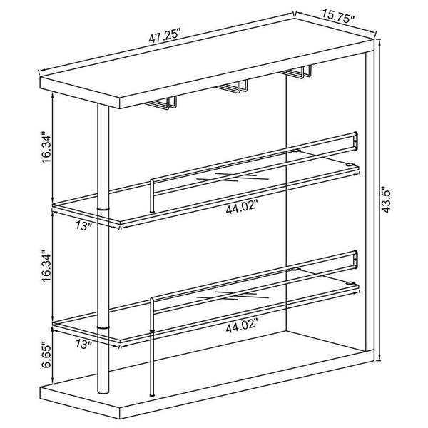 Prescott Rectangular 2-shelf Bar Unit Glossy White - 100167