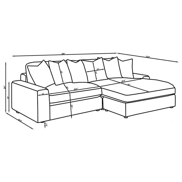 Blaine Upholstered Reversible Chaise Sectional Sofa Sand - 509899