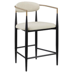 Tina Metal Counter Height Bar Stool with Upholstered Back and Seat Beige (Set of 2) - 121184