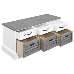 Alma 3-drawer Storage Bench White and Weathered Grey - 501196