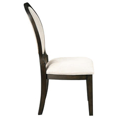 Twyla Upholstered Oval Back Dining Side Chairs Cream and Dark Cocoa (Set of 2) - 115102