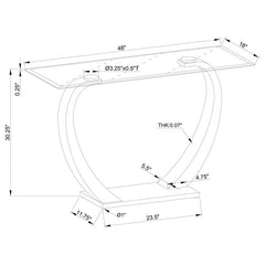 Pruitt Glass Top Metal Base Console Table Satin - 701239