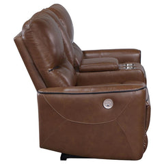 Greenfield Upholstered Power Reclining Loveseat Saddle Brown - 610265P